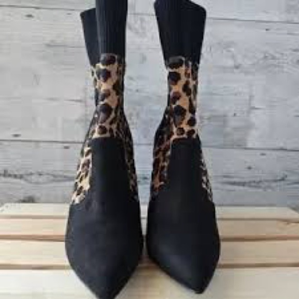 Call It Spring Vegan Leopard Cheetah Print Women's Ankle Boots High Heels - Picture 5 of 5